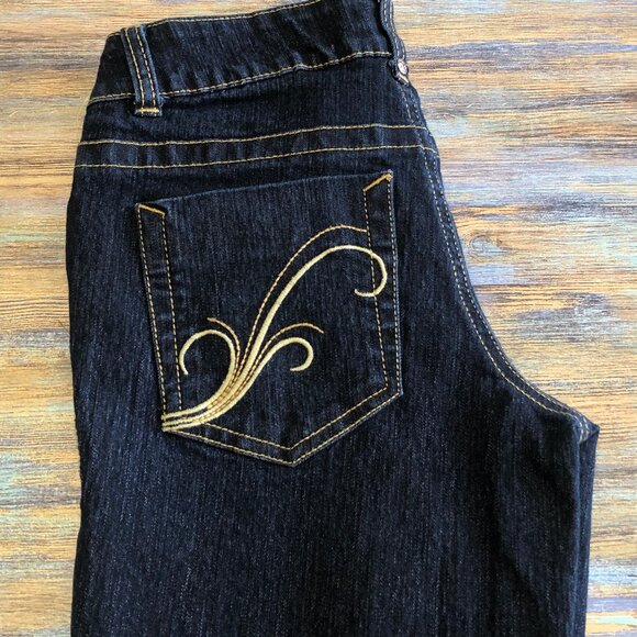 Grane Jeans Make a Statement Low Rise Flare Dark Wash Blue Womens Size 0 Junior - Picture 10 of 16